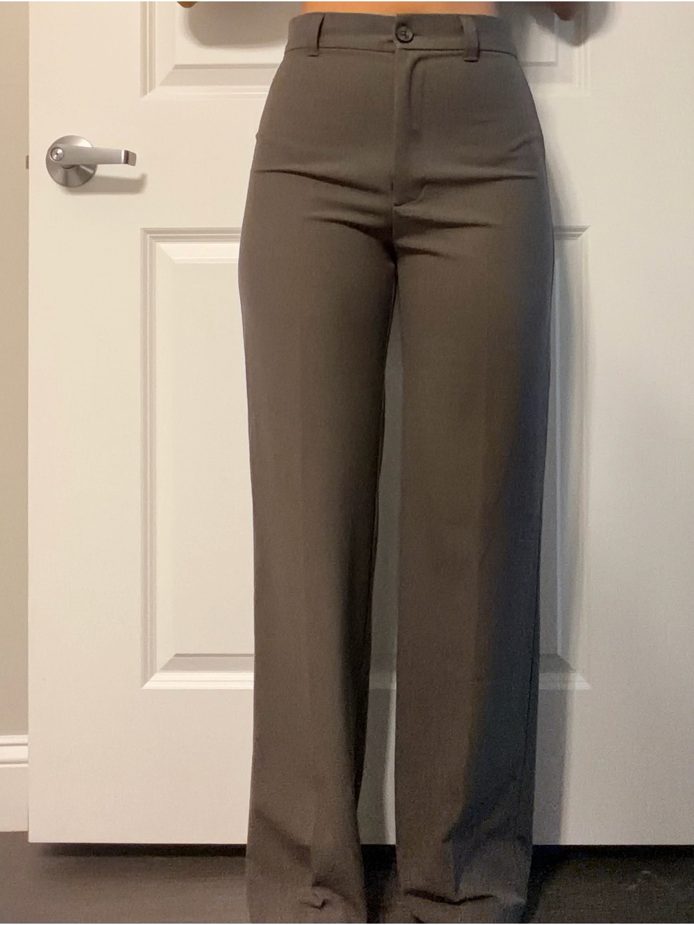 Pull&Bear Olive Straight Leg Women's Trousers